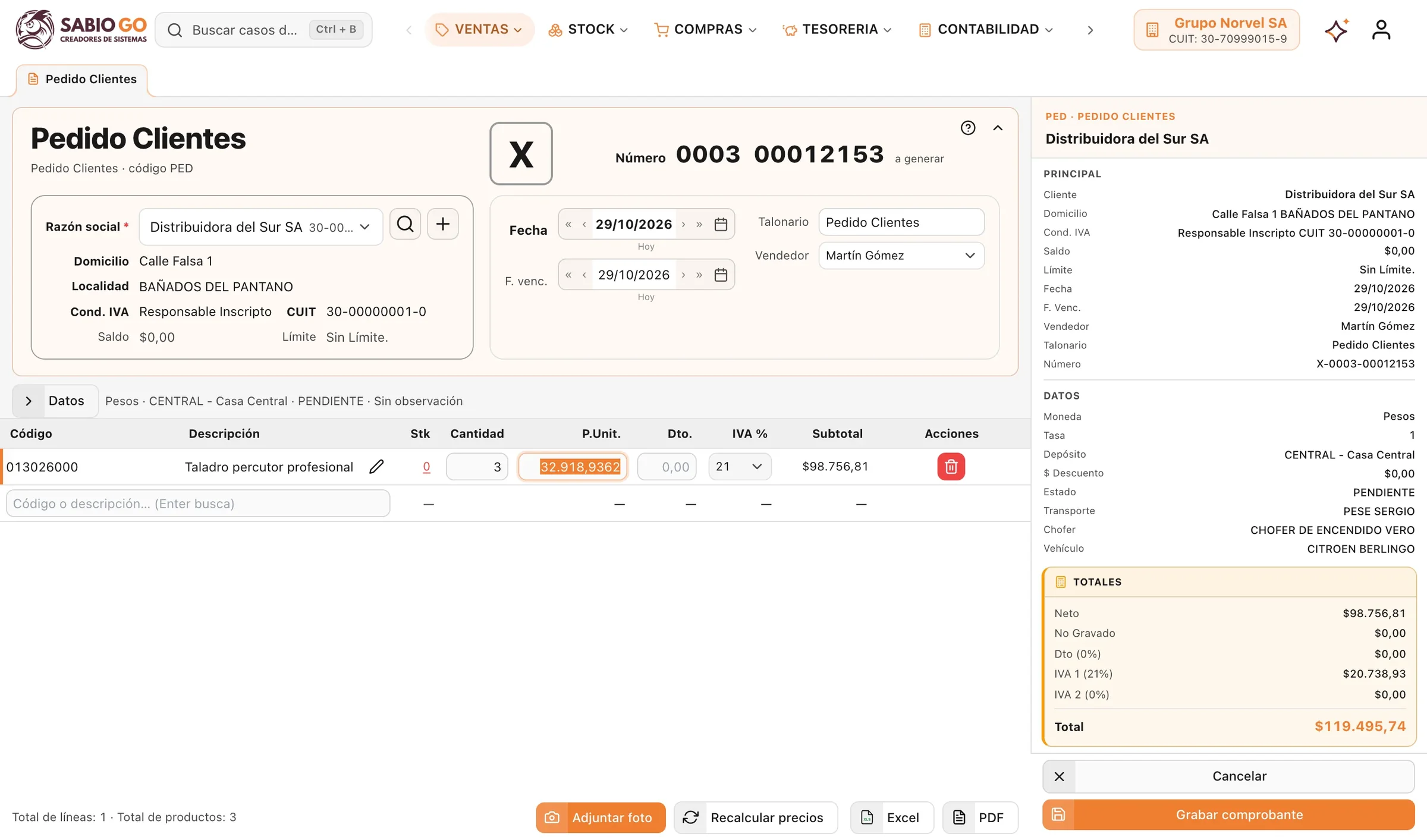 Sabio Go instalado en Mac: el pedido de un cliente